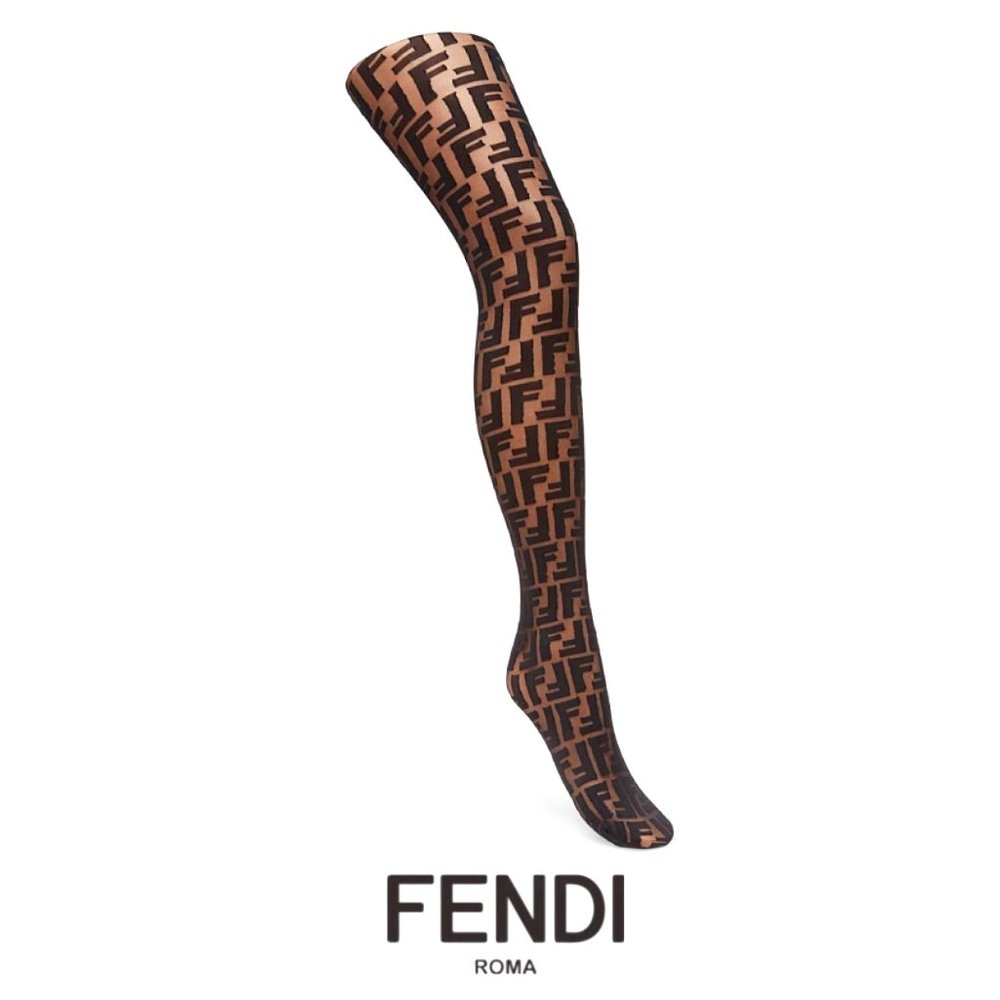 FENDI FF Motif Nylon Pantyhose Tights, NEW IN BOX
